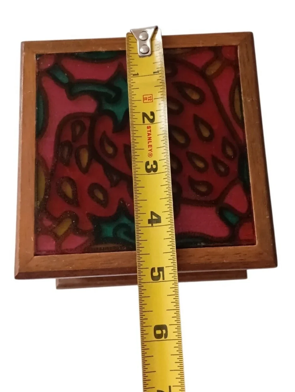 Vintage‎ Strawberry Coaster Set Foiled Art Top Wood Cork Set Of 8 70s Farmhouse